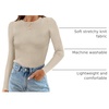 image:imageZESICA Womens 2026 Fall Long Sleeve Crewneck Tops Slim Fit SweatersAlmond