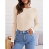 image:imageZESICA Womens 2026 Fall Long Sleeve Crewneck Tops Slim Fit SweatersApricot
