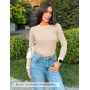 image:imageZESICA Womens 2026 Fall Long Sleeve Crewneck Tops Slim Fit SweatersApricot