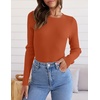 image:imageZESICA Womens 2026 Fall Long Sleeve Crewneck Tops Slim Fit SweatersCaramel