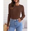image:imageZESICA Womens 2026 Fall Long Sleeve Crewneck Tops Slim Fit SweatersCoffee