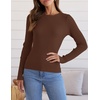 image:imageZESICA Womens 2026 Fall Long Sleeve Crewneck Tops Slim Fit SweatersCoffee