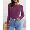image:imageZESICA Womens 2026 Fall Long Sleeve Crewneck Tops Slim Fit SweatersFuchsia