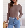 image:imageZESICA Womens 2026 Fall Long Sleeve Crewneck Tops Slim Fit SweatersMocha