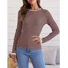 image:imageZESICA Womens 2026 Fall Long Sleeve Crewneck Tops Slim Fit SweatersMocha
