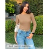 image:imageZESICA Womens 2026 Fall Long Sleeve Crewneck Tops Slim Fit SweatersToffee