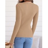 image:imageZESICA Womens 2026 Fall Long Sleeve Crewneck Tops Slim Fit SweatersToffee