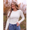 image:imageZESICA Womens 2026 Fall Long Sleeve Crewneck Tops Slim Fit SweatersWhite