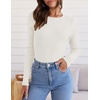 image:imageZESICA Womens 2026 Fall Long Sleeve Crewneck Tops Slim Fit SweatersWhite