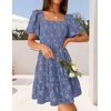 image:imageZESICA Womens 2026 Summer Boho Floral Flowy Mini DressesDusty Blue