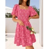 image:imageZESICA Womens 2026 Summer Boho Floral Flowy Mini DressesHot Pink