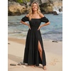 image:imageZESICA Womens 2026 Summer Off Shoulder Boho Maxi DressBlack