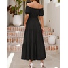 image:imageZESICA Womens 2026 Summer Off Shoulder Boho Maxi DressBlack