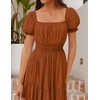 image:imageZESICA Womens 2026 Summer Off Shoulder Boho Maxi DressCaramel