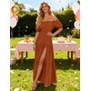 image:imageZESICA Womens 2026 Summer Off Shoulder Boho Maxi DressCaramel