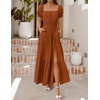image:imageZESICA Womens 2026 Summer Off Shoulder Boho Maxi DressCaramel