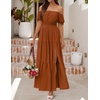image:imageZESICA Womens 2026 Summer Off Shoulder Boho Maxi DressCaramel