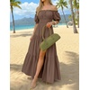 image:imageZESICA Womens 2026 Summer Off Shoulder Boho Maxi DressCoffee