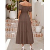 image:imageZESICA Womens 2026 Summer Off Shoulder Boho Maxi DressCoffee