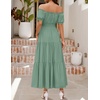 image:imageZESICA Womens 2026 Summer Off Shoulder Boho Maxi DressGreen