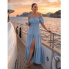 image:imageZESICA Womens 2026 Summer Off Shoulder Boho Maxi DressLight Blue
