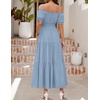 image:imageZESICA Womens 2026 Summer Off Shoulder Boho Maxi DressLight Blue