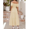 image:imageZESICA Womens 2026 Summer Off Shoulder Boho Maxi DressLight Yellow