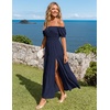 image:imageZESICA Womens 2026 Summer Off Shoulder Boho Maxi DressNavy