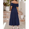 image:imageZESICA Womens 2026 Summer Off Shoulder Boho Maxi DressNavy
