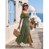 image:imageZESICA Womens 2026 Summer Off Shoulder Boho Maxi DressOlive
