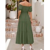 image:imageZESICA Womens 2026 Summer Off Shoulder Boho Maxi DressOlive