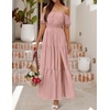 image:imageZESICA Womens 2026 Summer Off Shoulder Boho Maxi DressPink