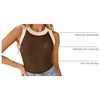 image:imageZESICA Womens 2026 Summer Sleeveless Ribbed Knit Color Block Tank TopsBrown