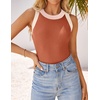 image:imageZESICA Womens 2026 Summer Sleeveless Ribbed Knit Color Block Tank TopsCoral