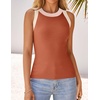 image:imageZESICA Womens 2026 Summer Sleeveless Ribbed Knit Color Block Tank TopsCoral