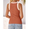 image:imageZESICA Womens 2026 Summer Sleeveless Ribbed Knit Color Block Tank TopsCoral