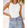 image:imageZESICA Womens 2026 Summer Sleeveless Ribbed Knit Color Block Tank TopsCream
