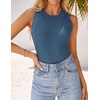 image:imageZESICA Womens 2026 Summer Sleeveless Ribbed Knit Color Block Tank TopsDarkblue
