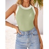 image:imageZESICA Womens 2026 Summer Sleeveless Ribbed Knit Color Block Tank TopsGreen