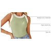 image:imageZESICA Womens 2026 Summer Sleeveless Ribbed Knit Color Block Tank TopsGreen