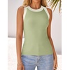 image:imageZESICA Womens 2026 Summer Sleeveless Ribbed Knit Color Block Tank TopsGreen
