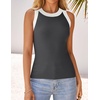 image:imageZESICA Womens 2026 Summer Sleeveless Ribbed Knit Color Block Tank TopsGrey