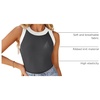 image:imageZESICA Womens 2026 Summer Sleeveless Ribbed Knit Color Block Tank TopsGrey