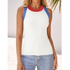 image:imageZESICA Womens 2026 Summer Sleeveless Ribbed Knit Color Block Tank TopsIvory