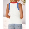 image:imageZESICA Womens 2026 Summer Sleeveless Ribbed Knit Color Block Tank TopsIvory