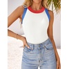 image:imageZESICA Womens 2026 Summer Sleeveless Ribbed Knit Color Block Tank TopsIvory