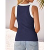 image:imageZESICA Womens 2026 Summer Sleeveless Ribbed Knit Color Block Tank TopsNavy