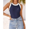 image:imageZESICA Womens 2026 Summer Sleeveless Ribbed Knit Color Block Tank TopsNavy