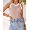 image:imageZESICA Womens 2026 Summer Sleeveless Ribbed Knit Color Block Tank TopsPink