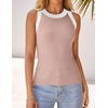 image:imageZESICA Womens 2026 Summer Sleeveless Ribbed Knit Color Block Tank TopsPink
